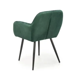 Sedia sala da pranzo con braccioli in tessuto velluto verde scuro Slash