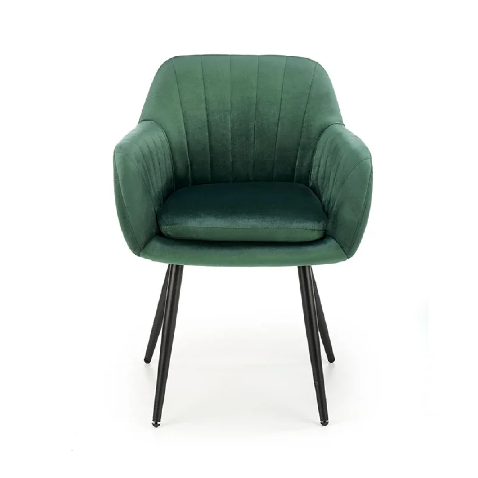 Sedia sala da pranzo con braccioli in tessuto velluto verde scuro Slash