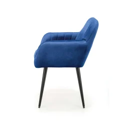 Sedia sala da pranzo con braccioli in tessuto velluto blu Slash