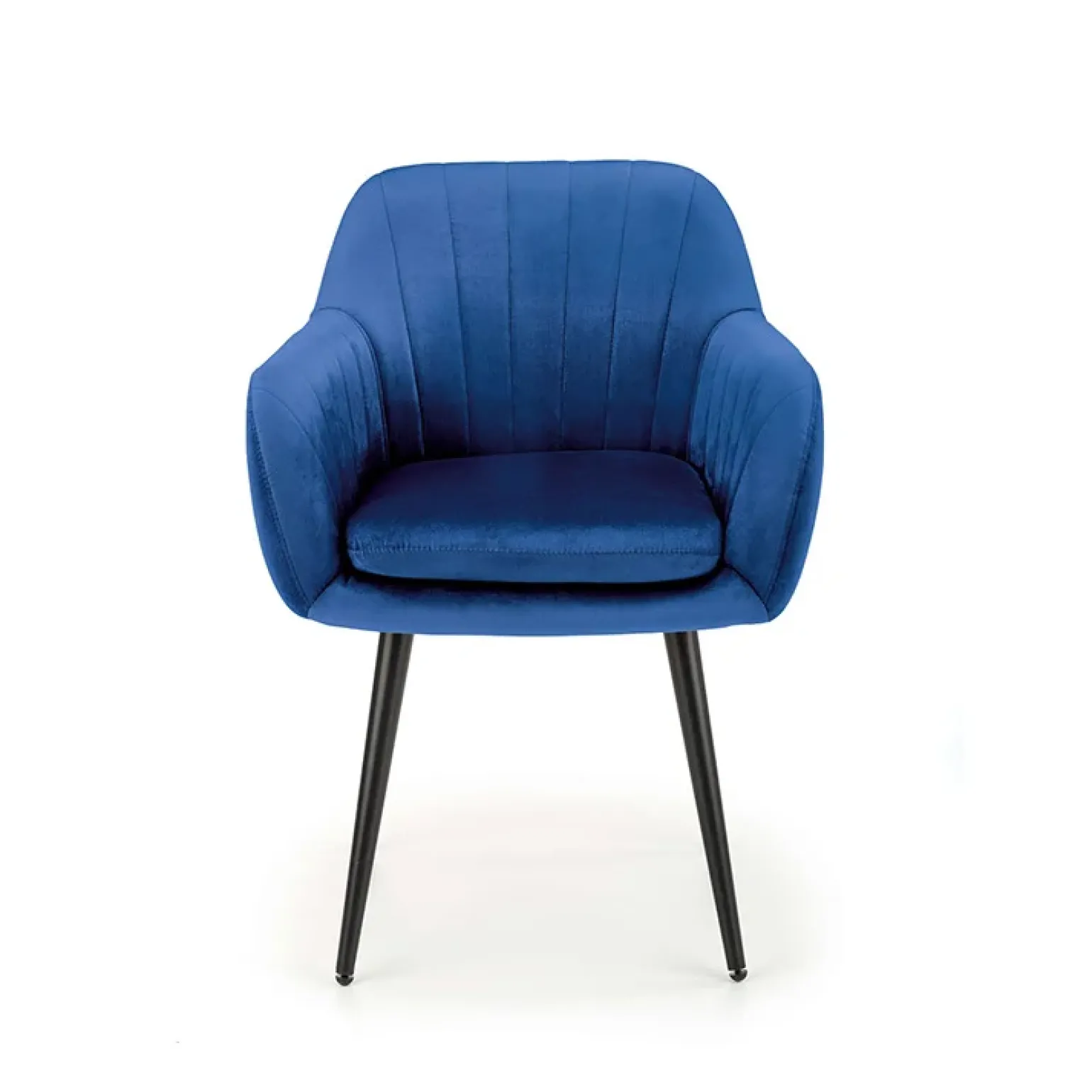 Sedia sala da pranzo con braccioli in tessuto velluto blu Slash