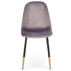 Sedia sala da pranzo imbottita in velluto acciaio grigio nero oro Nubia