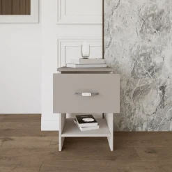 Set 2 comodini moderni 40x59h cm 1 cassetto  beige Emporio