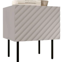 Set 2 comodini 47x52h cm 1 anta con frontali decorati beige Daniele
