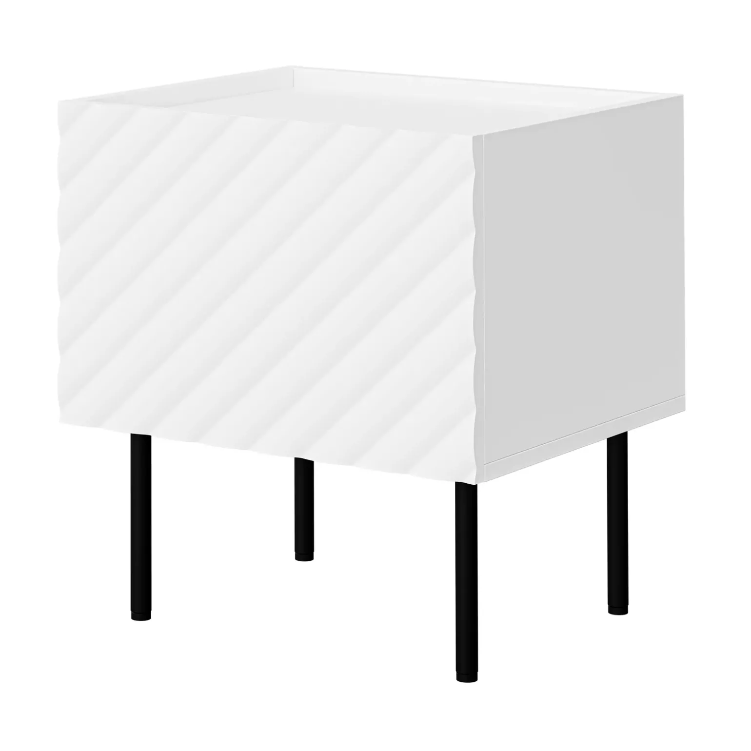 Set 2 comodini 47x52h cm 1 anta con frontali decorati bianco Daniele