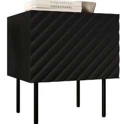 Set 2 comodini 47x52h cm 1 anta con frontali decorati nero Daniele