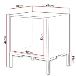 Set 2 comodini 44x49h cm 1 anta rovere nero Duble