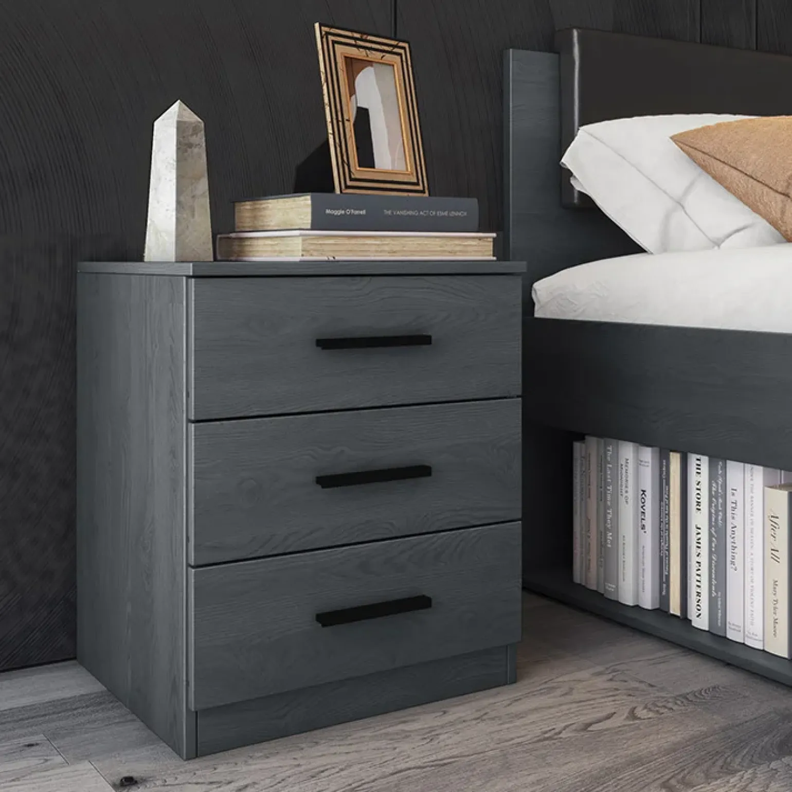 Set 2 comodini 46x56h cm 3 cassetti moderni ossido Cortina Gihome®