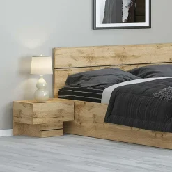 Set 2 comodini 45x32h cm 1 cassetto moderno quercia Tamika