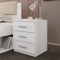Set 2 comodini 46x56h cm 3 cassetti pino bianco Cortina Gihome®