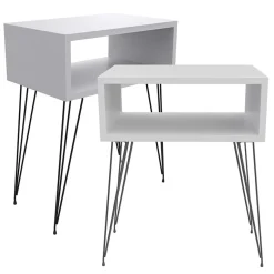 Set 2 comodini 45x59h cm moderni design industrial bianco Jamar