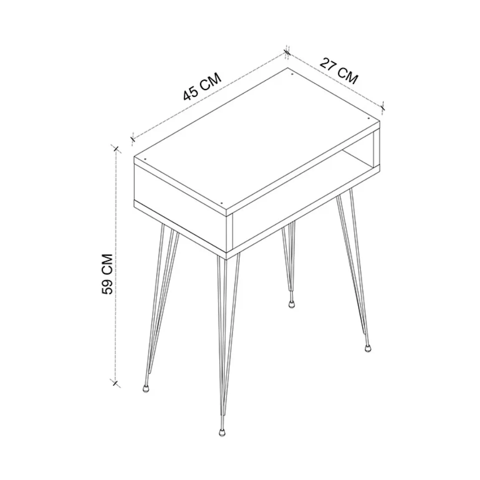 Set 2 comodini 45x59h cm moderni design industrial bianco Jamar