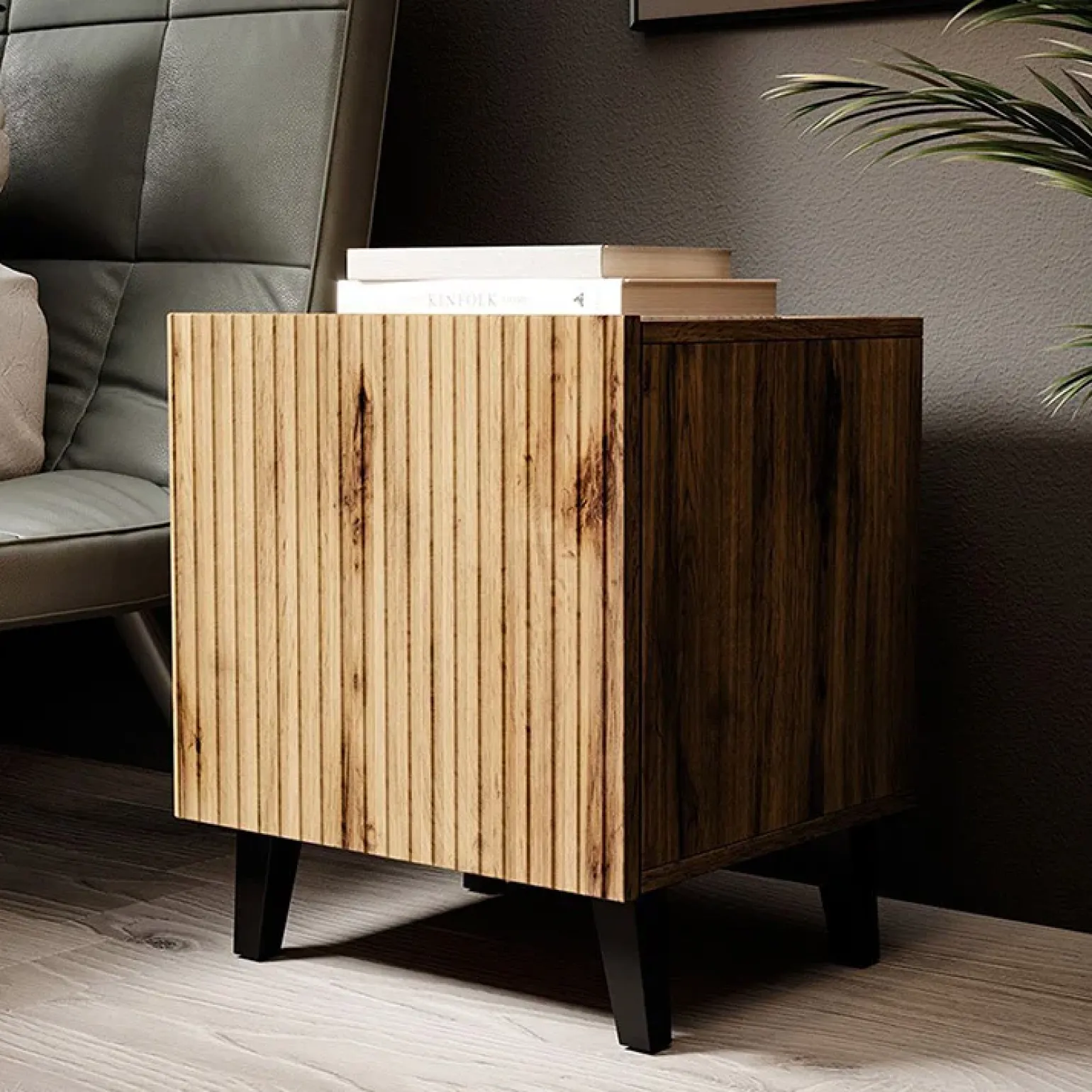 Set 2 comodini 45x52h cm moderni cannettato quercia Essence
