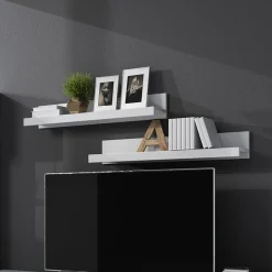 Set 2 mensole 90x15h cm da parete bianco lucido Frisk