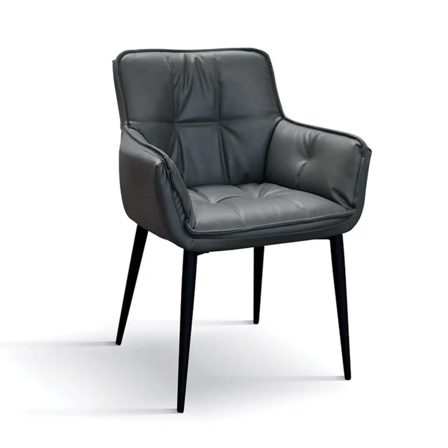 Set 2 poltrone imbottite in ecopelle grigia gambe in metallo Cassina