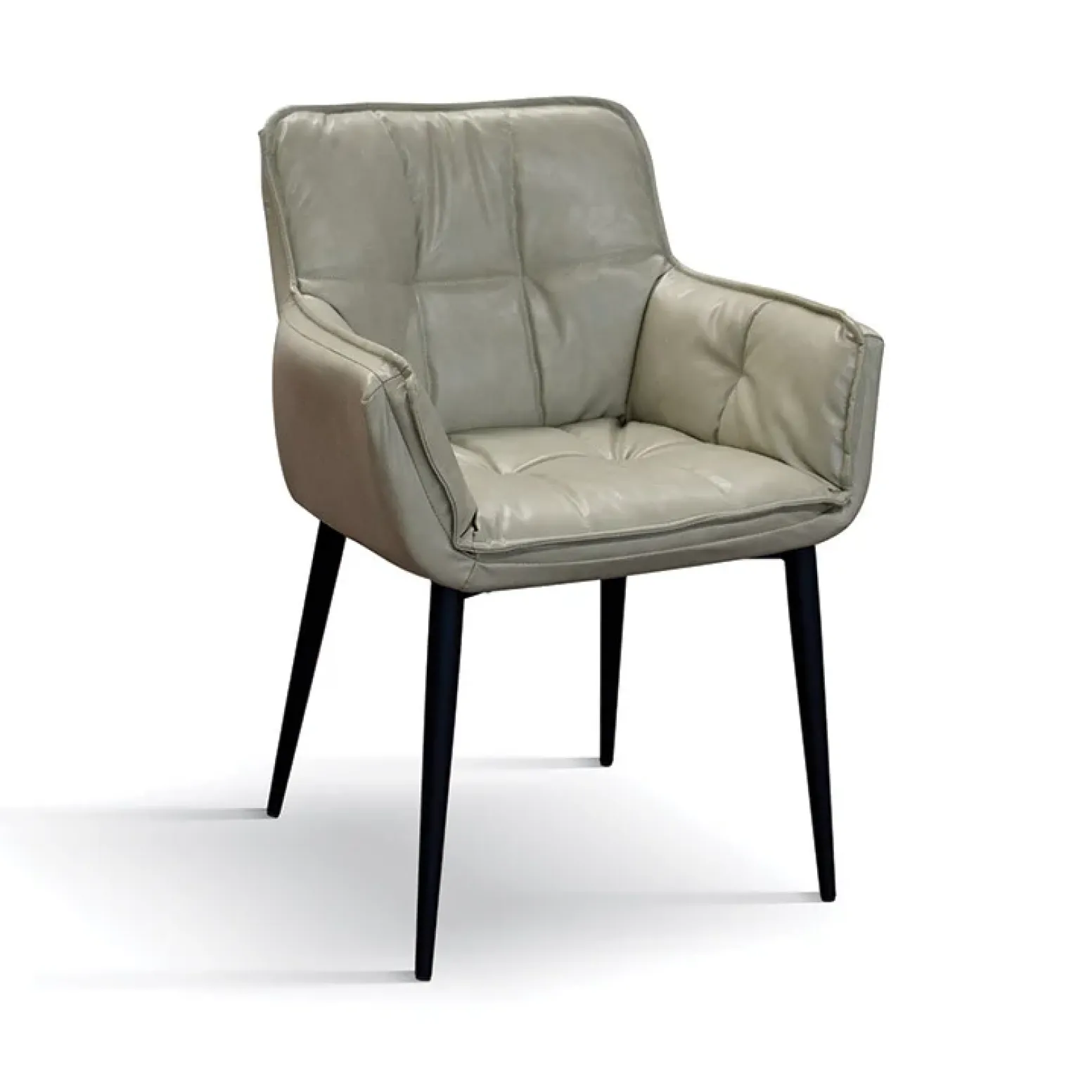 Set 2 poltrone imbottite in ecopelle beige gambe in metallo Cassina