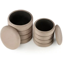 Set 2 pouf contenitori in velluto beige Xavier