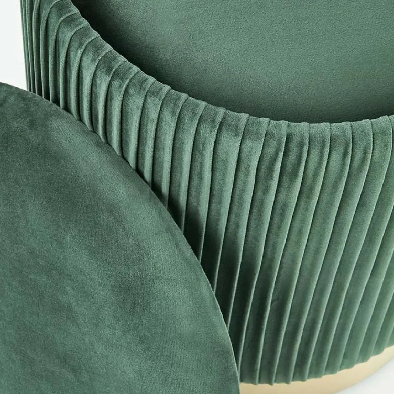 Set 2 pouf design da salotto contenitore in velluto verde Cubal