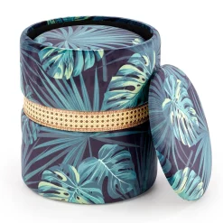 Set 2 pouf rotondi contenitore in tessuto moderni multicolore Thalia