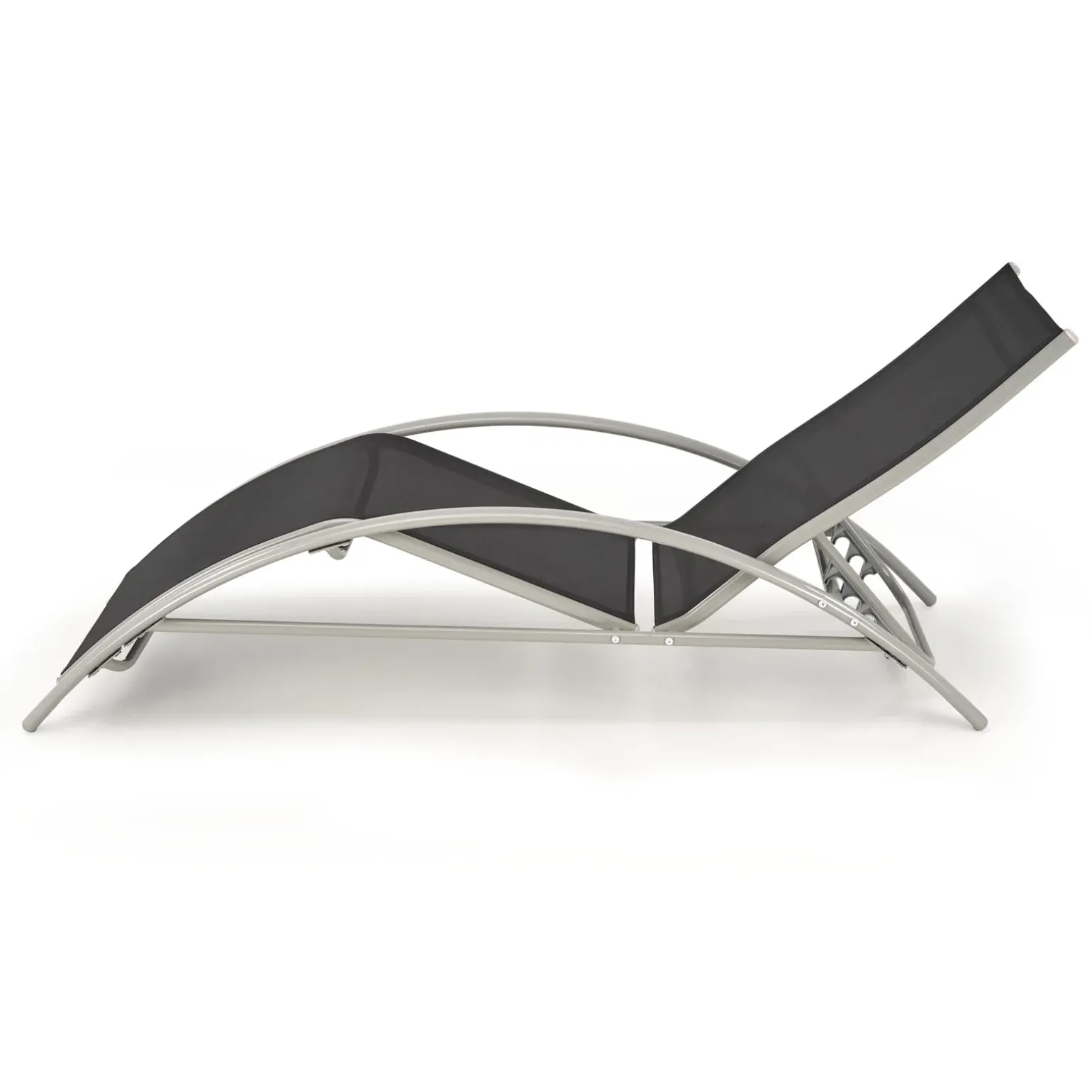 Set 2 sdraio da giardino con tavolino relax nero grigio Marea