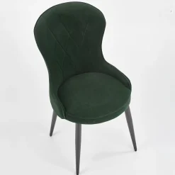 Set 2 sedie da pranzo imbottite in velluto verde Vera