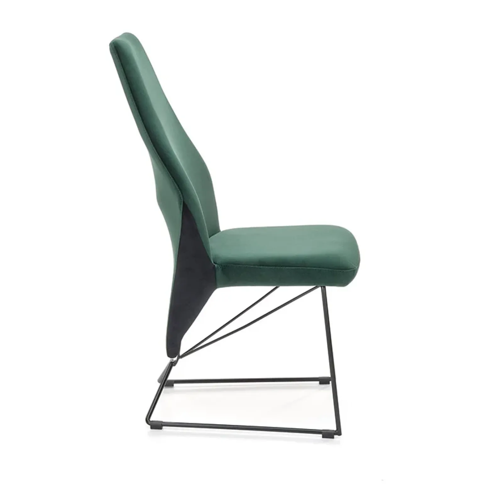Set 2 sedie da pranzo imbottite in velluto verde scuro nero Malabo