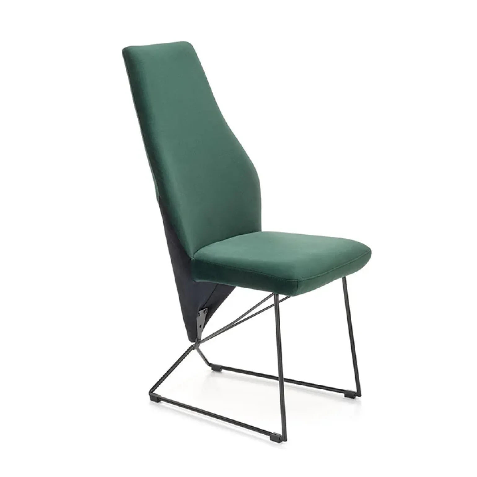 Set 2 sedie da pranzo imbottite in velluto verde scuro nero Malabo