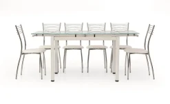 Set 6 sedie da pranzo in ecopelle e metallo Dea bianca Gihome®