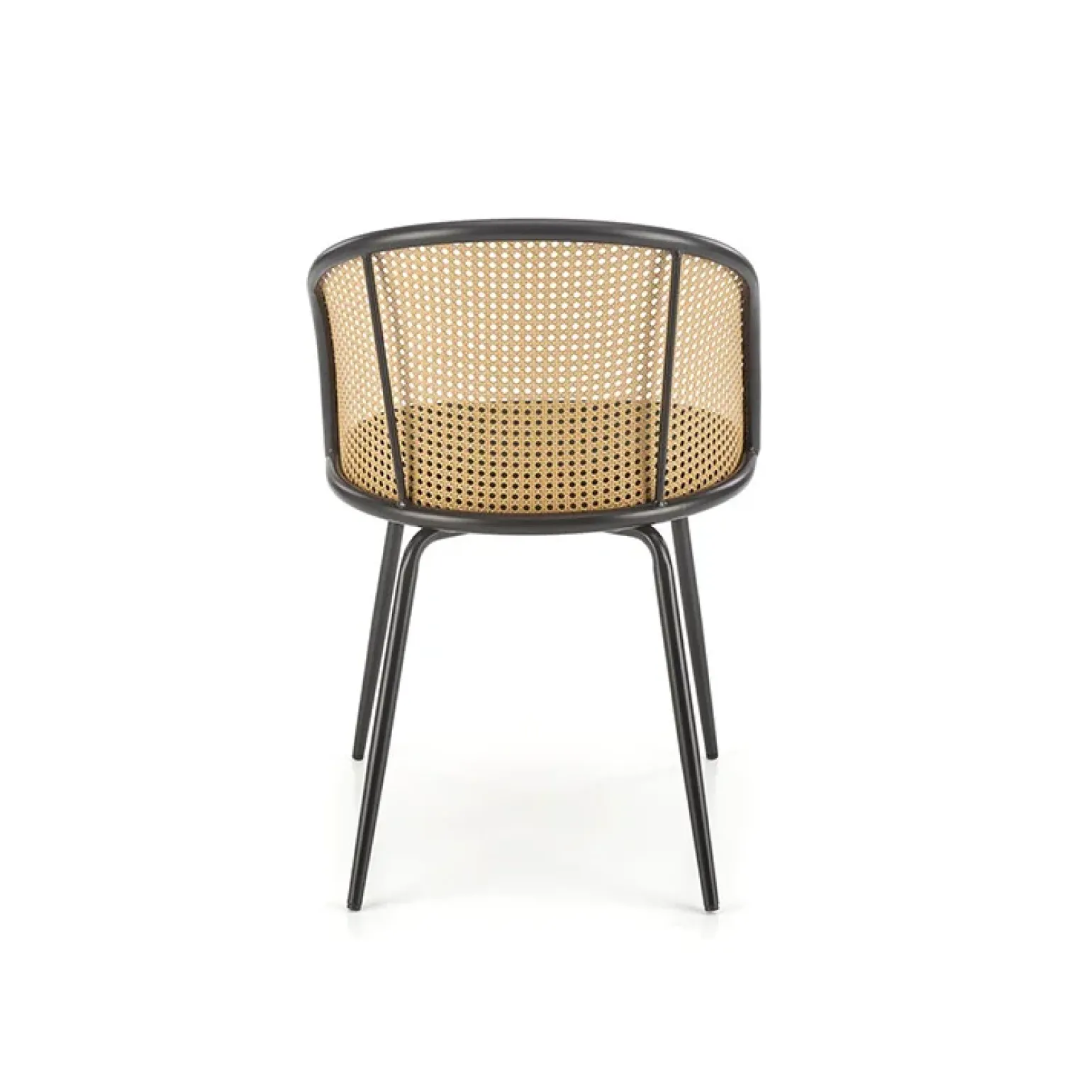 Set 4 sedie da pranzo in rattan e velluto verde scuro Triski