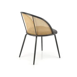 Set 4 sedie da pranzo in rattan e velluto grigio Triski