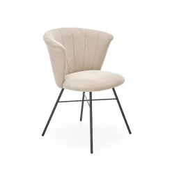 Set 2 sedie da pranzo in tessuto beige nero Quark