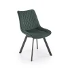 Set 2 sedie da pranzo in velluto verde scuro nero Balboa
