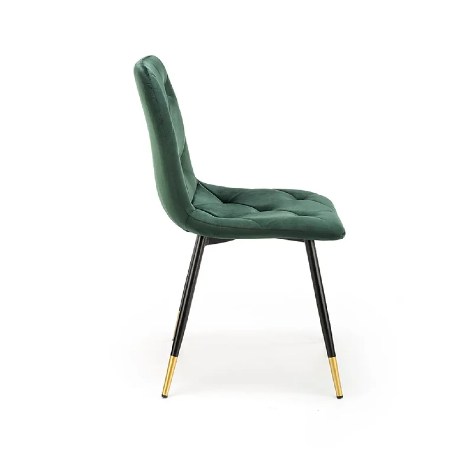 Set 4 sedie da pranzo moderne in velluto verde scuro oro Valkiria