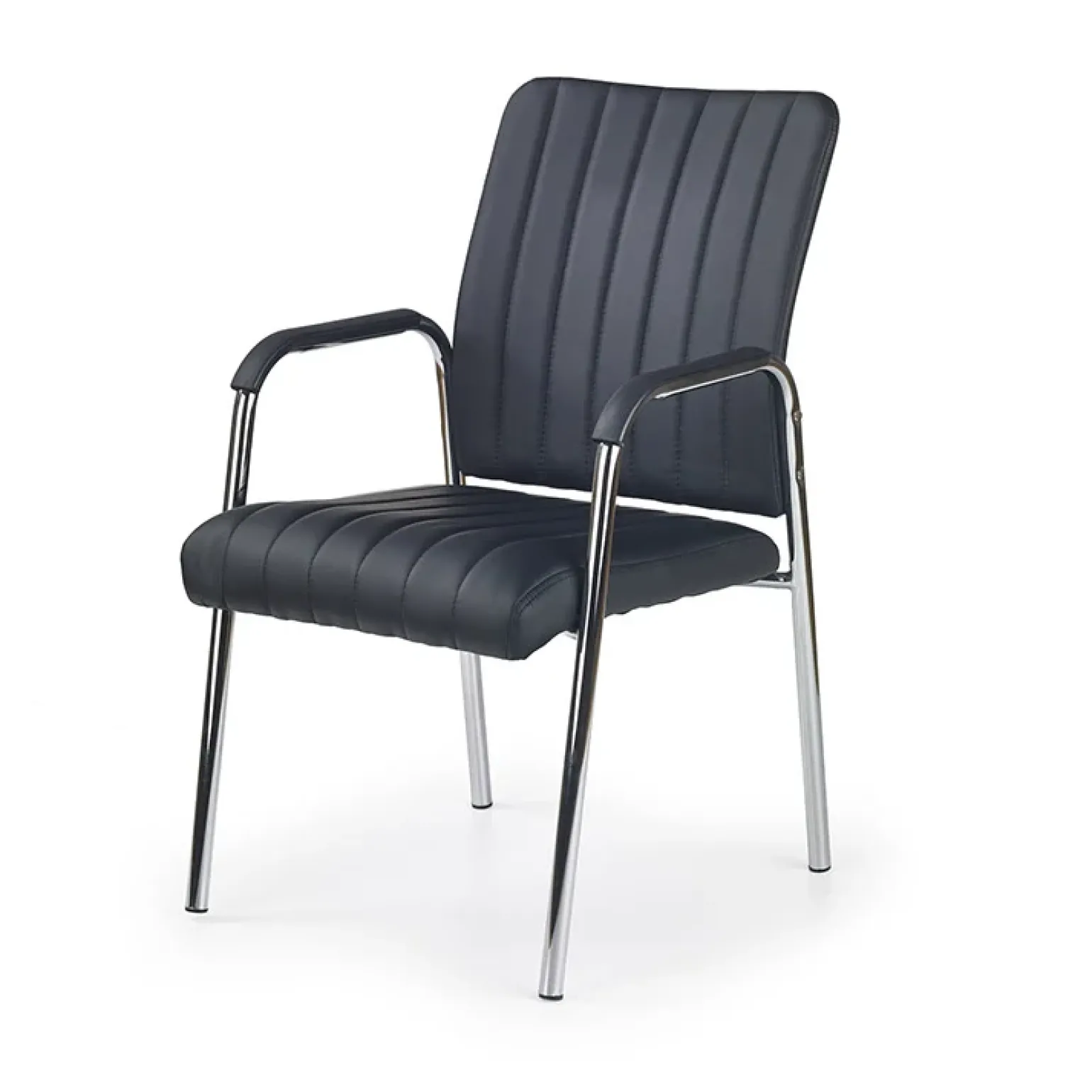 Set 4 sedie da pranzo moderne con braccioli in ecopelle nero Bert