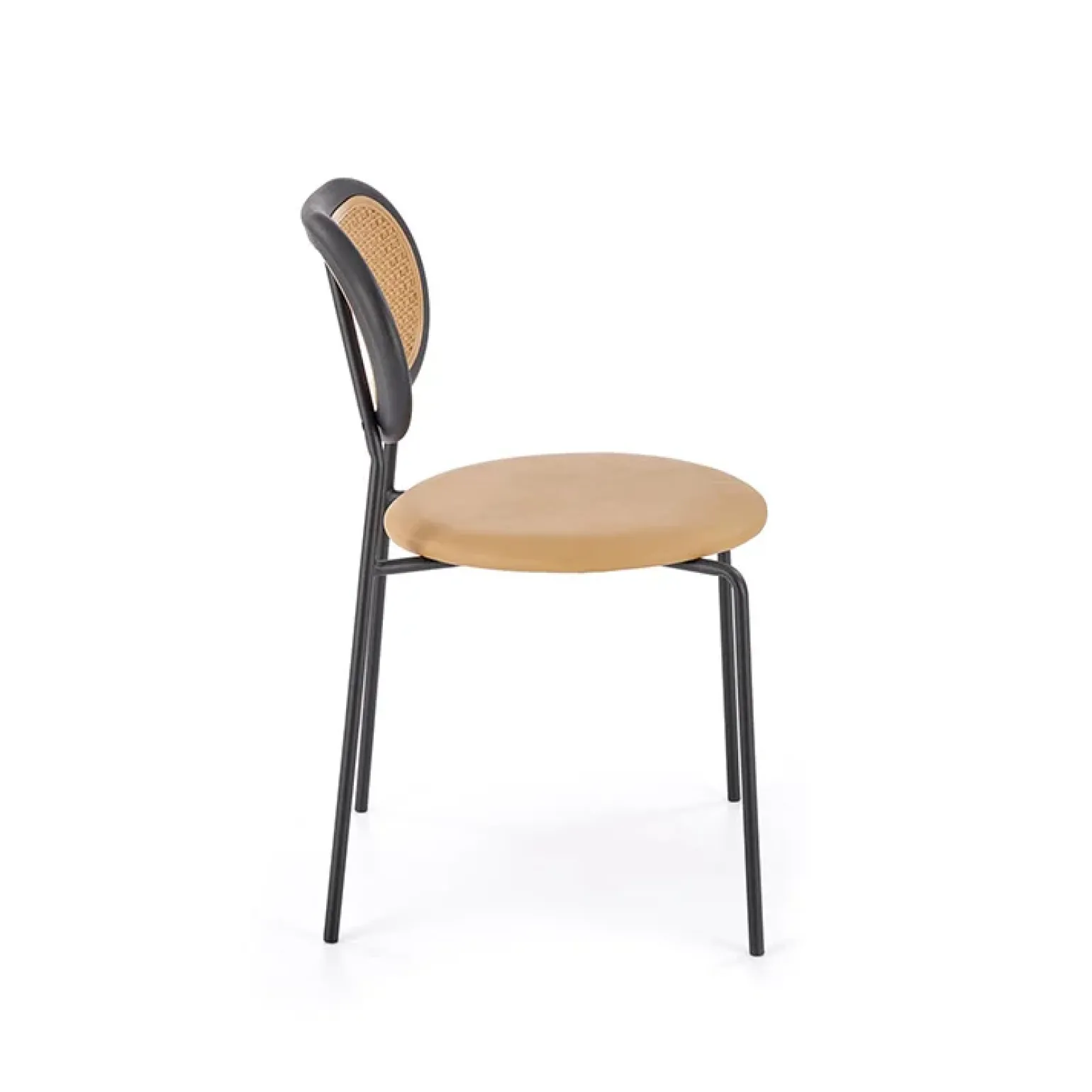 Set 4 sedie da sala in rattan ed ecopelle marrone chiaro Tiny