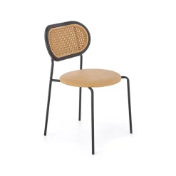 Set 4 sedie da sala in rattan ed ecopelle marrone chiaro Tiny