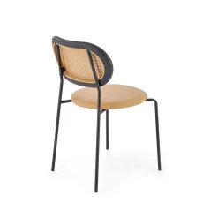 Set 4 sedie da sala in rattan ed ecopelle marrone chiaro Tiny