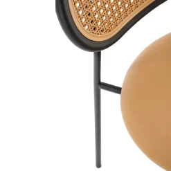 Set 4 sedie da sala in rattan ed ecopelle marrone chiaro Tiny