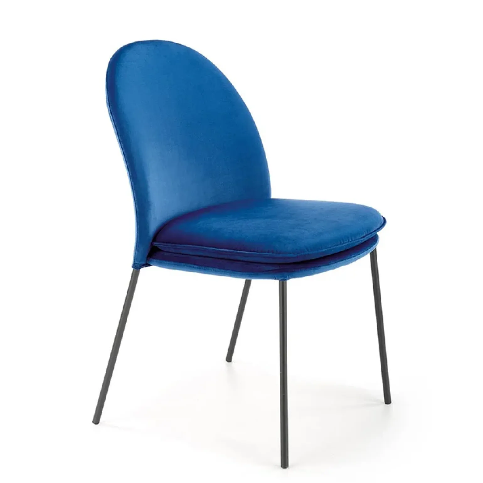 Set 4 sedie da sala moderne in tessuto blu navy Orco