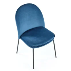 Set 4 sedie da sala moderne in tessuto blu navy Orco
