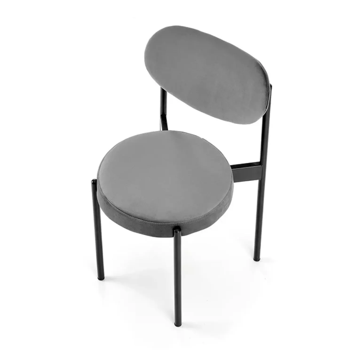 Set 4 sedie da soggiorno in tessuto grigio nero Leela