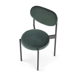 Set 4 sedie da soggiorno in tessuto verde scuro nero Leela