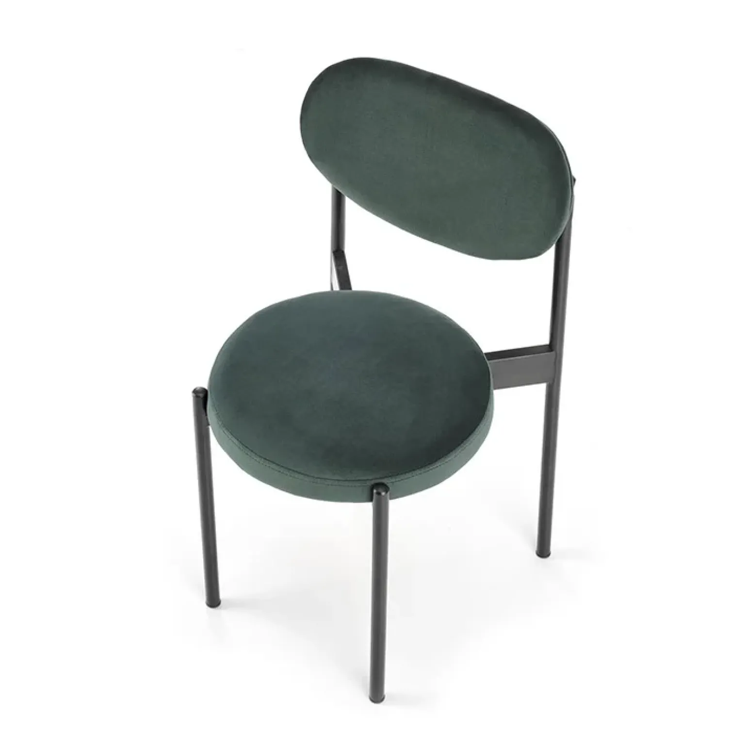 Set 4 sedie da soggiorno in tessuto verde scuro nero Leela