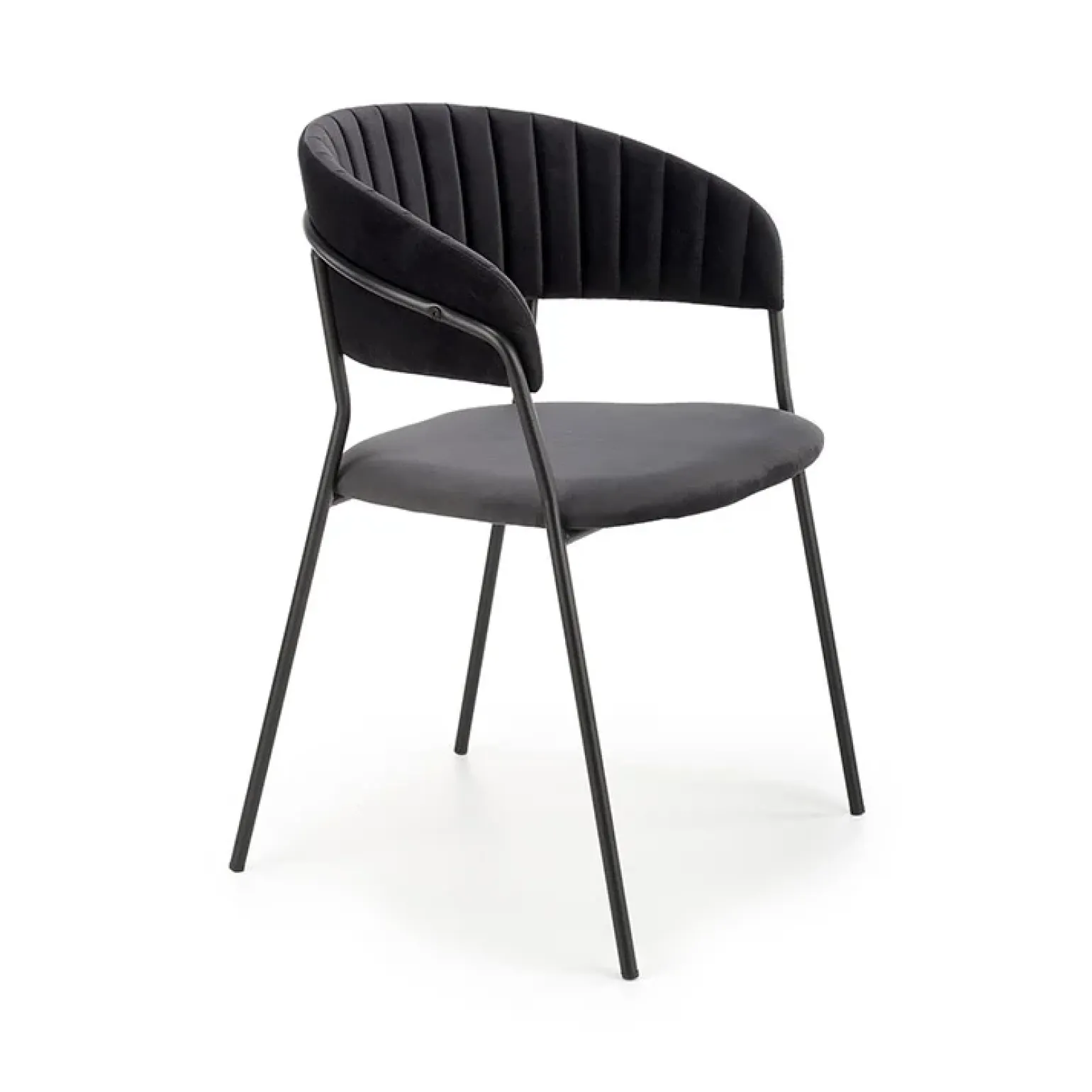 Set 4 sedie da soggiorno moderne in velluto nero Lina