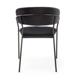 Set 4 sedie da soggiorno moderne in velluto nero Lina