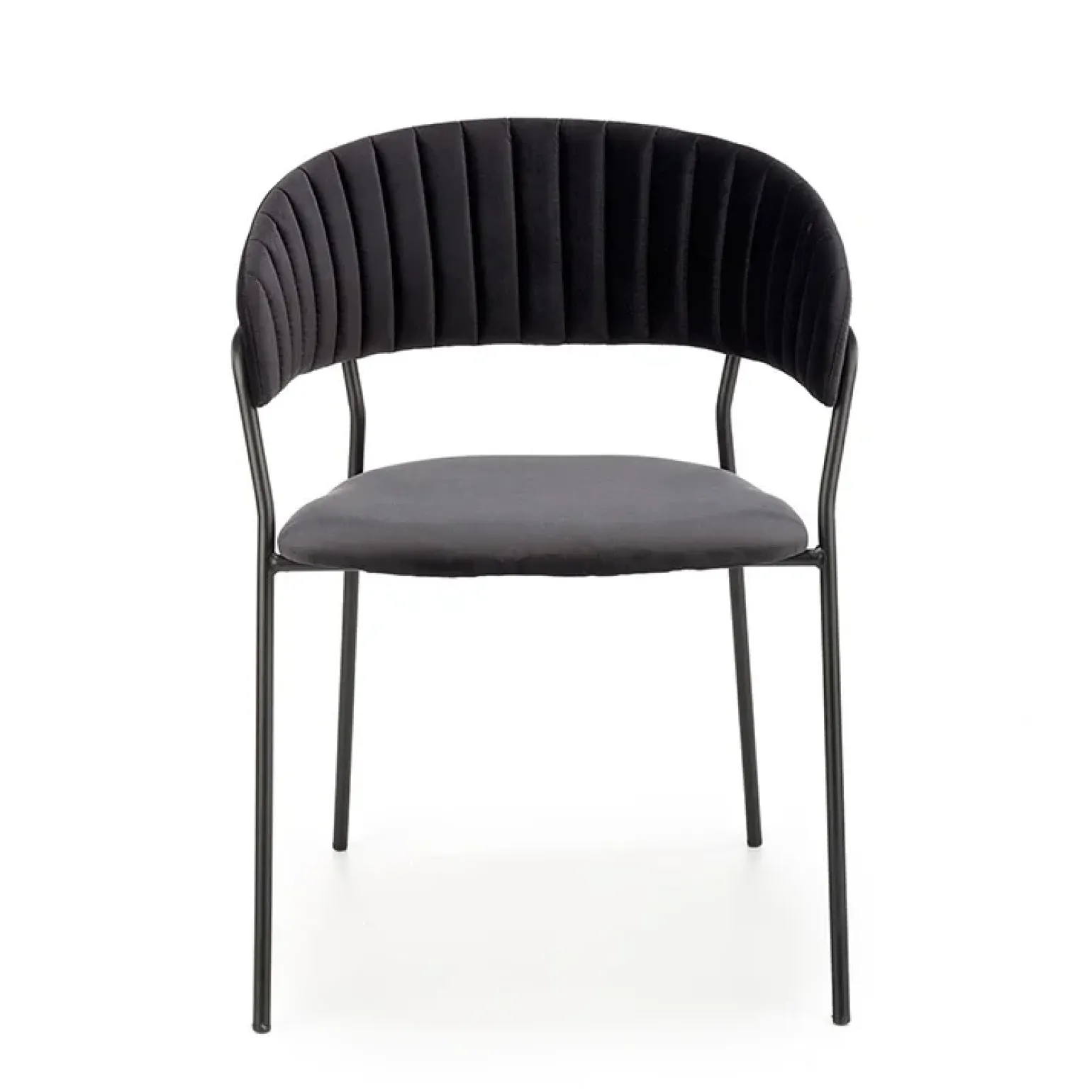 Set 4 sedie da soggiorno moderne in velluto nero Lina