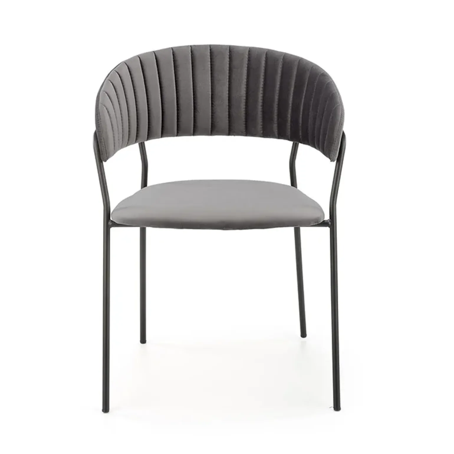 Set 4 sedie da soggiorno moderne in velluto grigio Lina