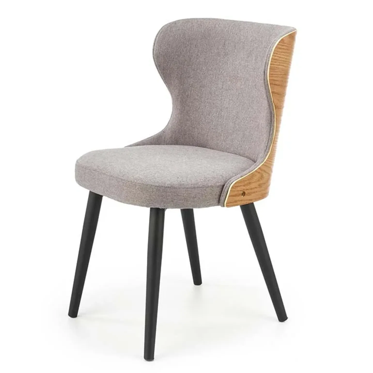 Set 2 sedie imbottite in tessuto grigio rovere naturale acciaio nero Nathan