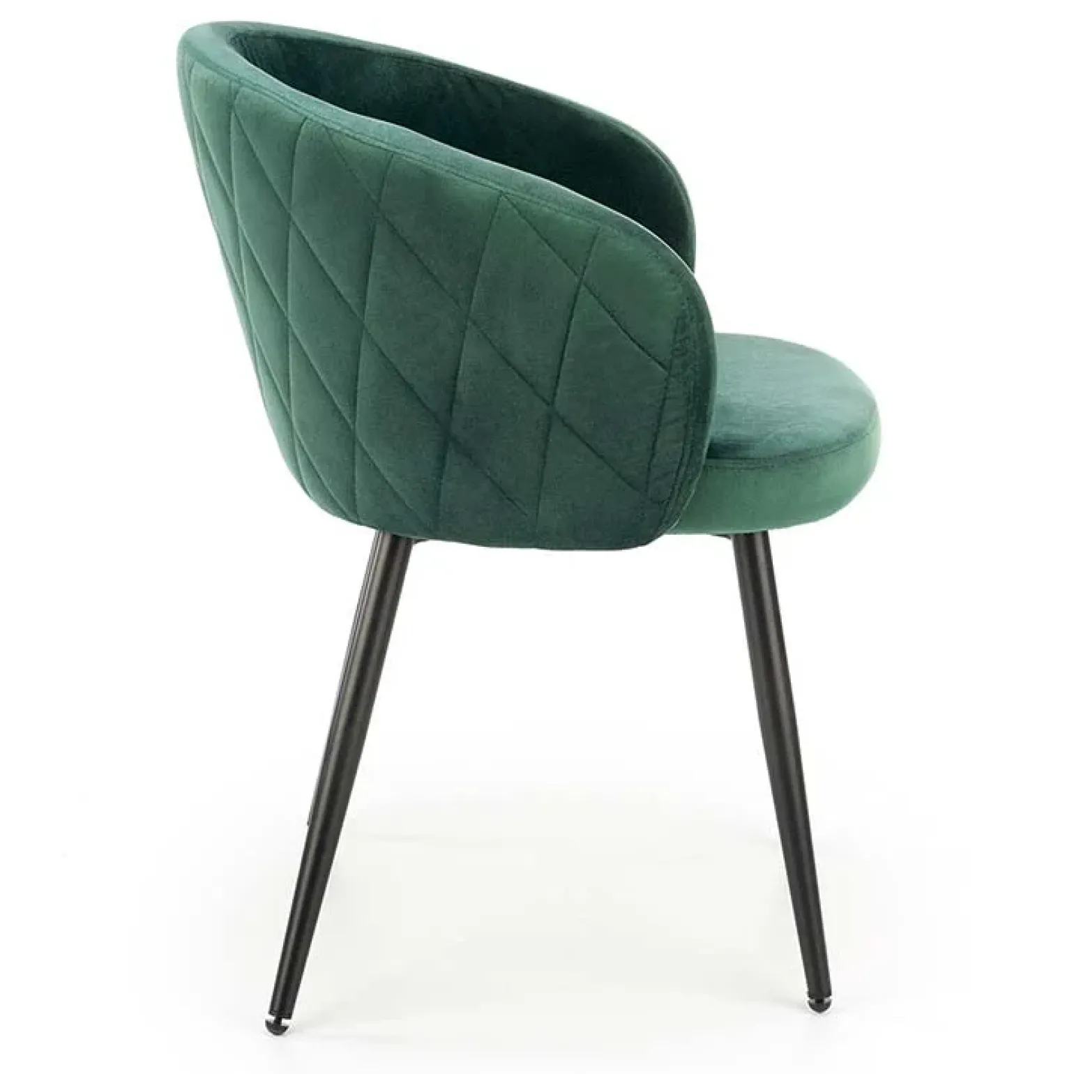 Set 4 sedie imbottite in tessuto verde scuro acciaio nero Amiata