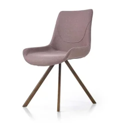 Set 2 sedie imbottite in tessuto grigio acciaio oro antico Joanna