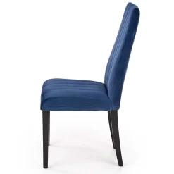 Set 2 sedie imbottite in velluto blu con gambe in legno nero Soledad